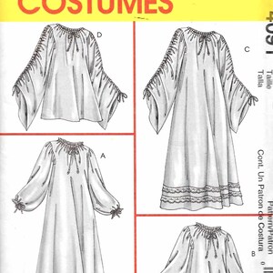 Chemise Under Dress Costume Pattern, Flowing Sleeves, 2 lengths Underdress, McCalls 4091 RARE UNCUT OOP Pattern - UP6289