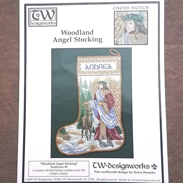 Teresa Wentzler Cross Stitch Pattern, Woodland Angel Stocking, Angel of the Woods, TW designworks, RARE OOP Pattern Only - CP0754