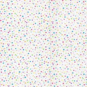 Easter Polka Dot Fabric, Pastel Dots with Glitter, Random Rainbow Dots on WHITE, NEW Fabric off the Bolt BTHY 1/2 Yard NF3257 image 7