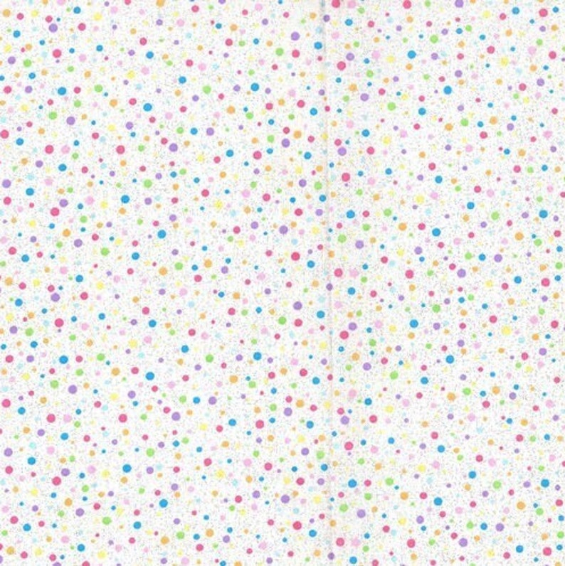 Easter Polka Dot Fabric, Pastel Dots with Glitter, Random Rainbow Dots on WHITE, NEW Fabric off the Bolt BTHY 1/2 Yard NF3257 image 7