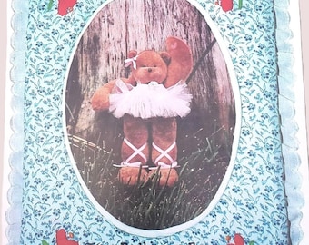 Ballerina Bear Pattern, Tiny Dancing Bear or Ornament, 8 Inches, Loving Stitches, 1980s RARE Vintage Paper Pattern - VP1316