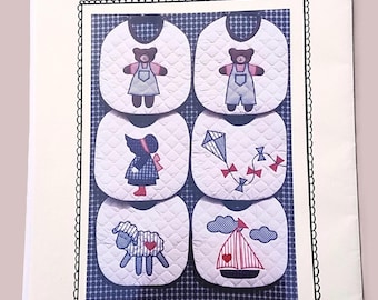 Applique Baby Bibs Pattern, 1990s Style Baby Gifts, The Village Peddler, by Kathy Nobis, Vintage OOP Pattern - VP0490