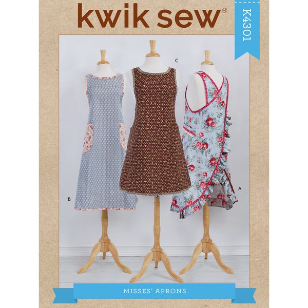 Apron Pattern, 1990s Style Wraparound Apron, Kwik Sew 4301, similar Simplicity 8904, Japanese Style Apron, UNCUT OOP Pattern - UP2218