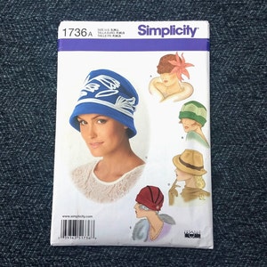 Ladies Hat Patterns, Vintage Styles of Sophisticated Hats, 20s and 30s, Simplicity 1736, Theresa Laquey, RARE UNCUT Pattern - OP2311