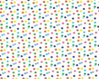 Confetti Dots Fabric Fat Quarter, Multi Color Polka Dots on White, Small Dotted, Celebrate Fabric BTFQ, New OOP Pre Cut FQ - FQ5367