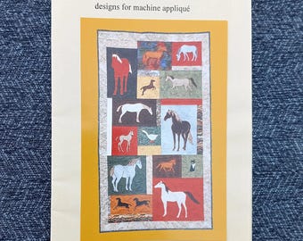 Horse Quilt Pattern, Just Horses, Design by Debora Konchinsky, Machine Applique, RARE OOP Vintage Quilt Pattern - QP6042