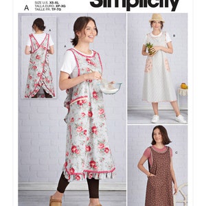 Wraparound Apron Pattern, Apron in Two Lengths, 1990s Style, Japanese Style, Simplicity 9312, NEW OOP Pattern - NP2153