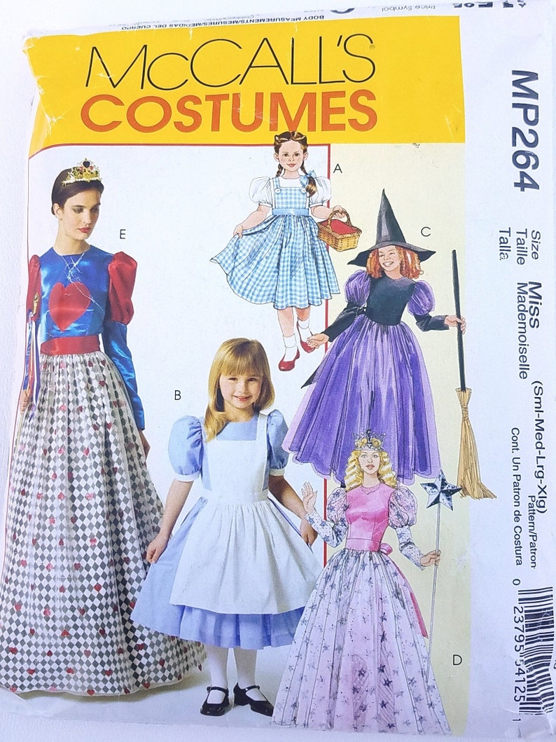 NEW Costume Pattern McCalls 4948 or MP264 Alice and Dorothy CP1899 Sizes 3 to 8 Girls Princess Costume Dress Pattern