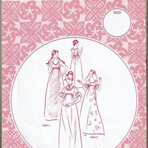 May include: A vintage sewing pattern from "patterns pacifica" featuring illustrations of women's dresses. The cover is pink with a floral pattern and the text "patterns pacifica" in white. The pattern number is 3068.