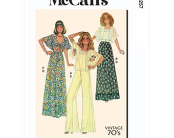 Misses Vintage Style Tops Pattern, Crop Top, 70s Bell Bottoms, Skirt, 1970s Styles, McCalls 8257, Sizes Xs S M, NEW Pattern - NP4548