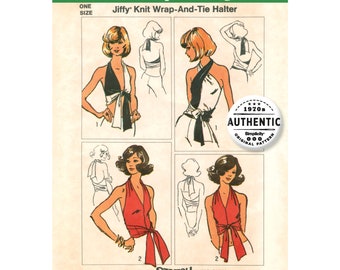 Halter Top Vintage Pattern, 1970s Wrap and Tie Top, Jiffy Knit Wrap, Simplicity 5555, Misses, NEW Pattern - NP1630