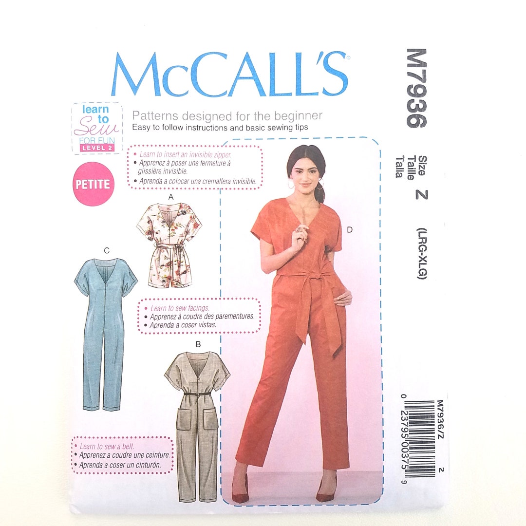 Jumpsuit Pattern Mccalls 7936 Sizes L to XL Learn to Sew - Etsy