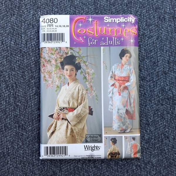 Kimono Pattern, Japanese Ethnic Costume, Bustle Sash, Bow, Dickey, Simplicity 4080, Misses Sizes 14 to 20, UNCUT OOP Pattern - CP3999