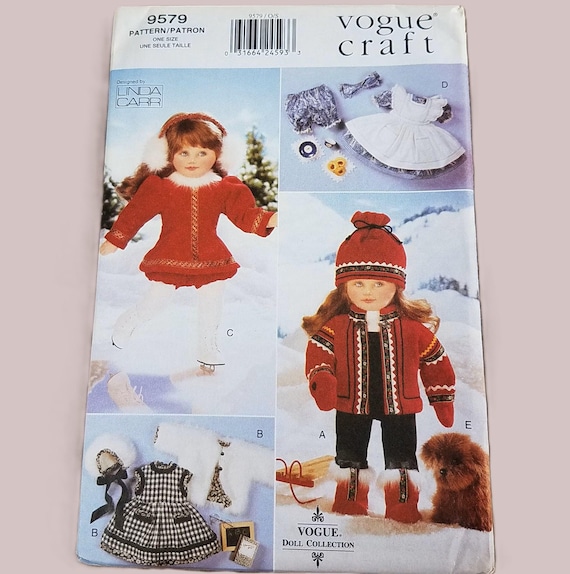 Winter Wardrobe and Skating 18 Inch Doll Clothes Pattern, Vogue 9579, Linda Carr Designs, UNCUT RARE OOP Pattern - VP6382