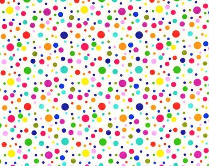 Rainbow Polka Dot Fabric Multi Color Dots on White Happy - Etsy