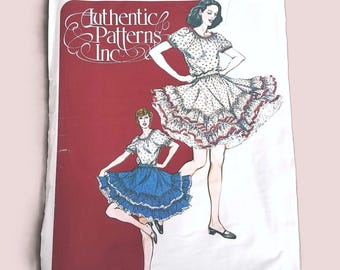 Authentic Western Dance Vintage Pattern 318, Rockabilly Square Dance Blouse Skirt, Sizes 6-10 - RARE UNCUT OOP Pattern - VP0415