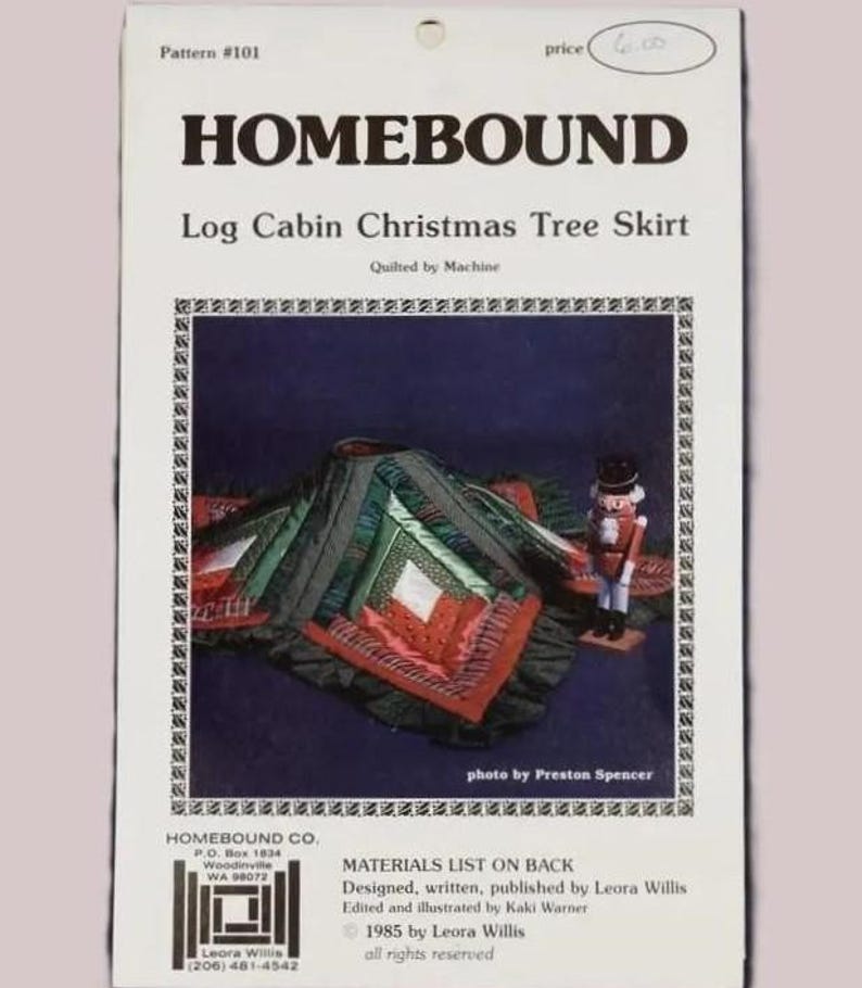 Log Cabin Christmas Tree Skirt Pattern, Homebound Quilted Patchwork ...