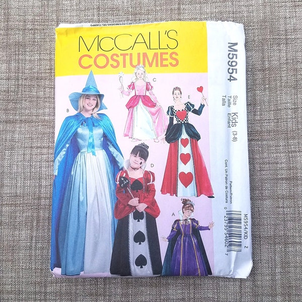 Girls Storybook Princess Costume Dress Pattern, McCalls 5954, Girls Sizes 3 to 8, UNCUT OOP Costume Pattern - CP2123