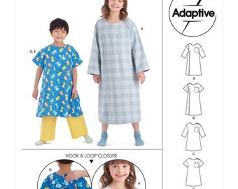 Childs Recovery Gown, Bed Robe Pattern, Medical Care Gown, Home Care Patient, Simplicity 9578, Unisex 3-6, RARE UNCUT OOP Pattern - UP5031