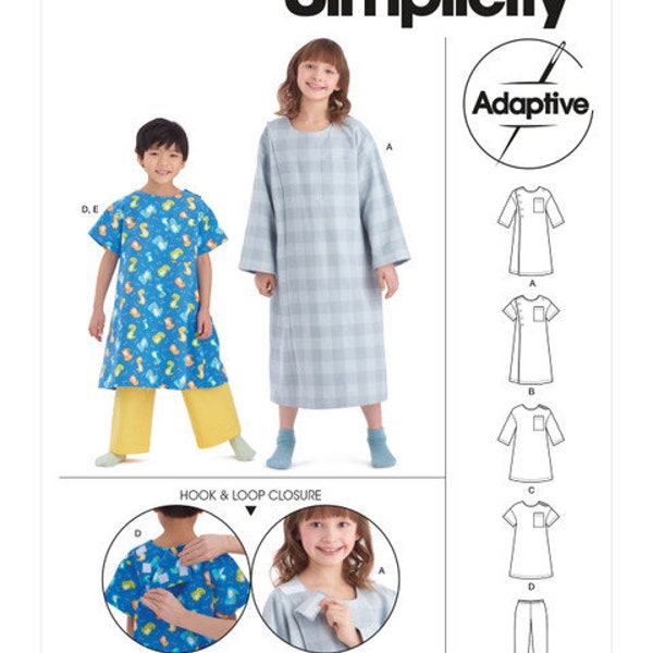 Childrens Recovery Gown, Bed Robe Pattern, Medical Care Gown, Home Care Patient, Simplicity 9578, Unisex 7 to 14, NEW OOP Pattern - NP5032