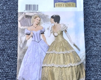 Costume Gown Pattern, Gone with the Wind Dresses, Civil War Era Historical Pattern, Butterick 6195, UNCUT OOP RARE Pattern - UP5560