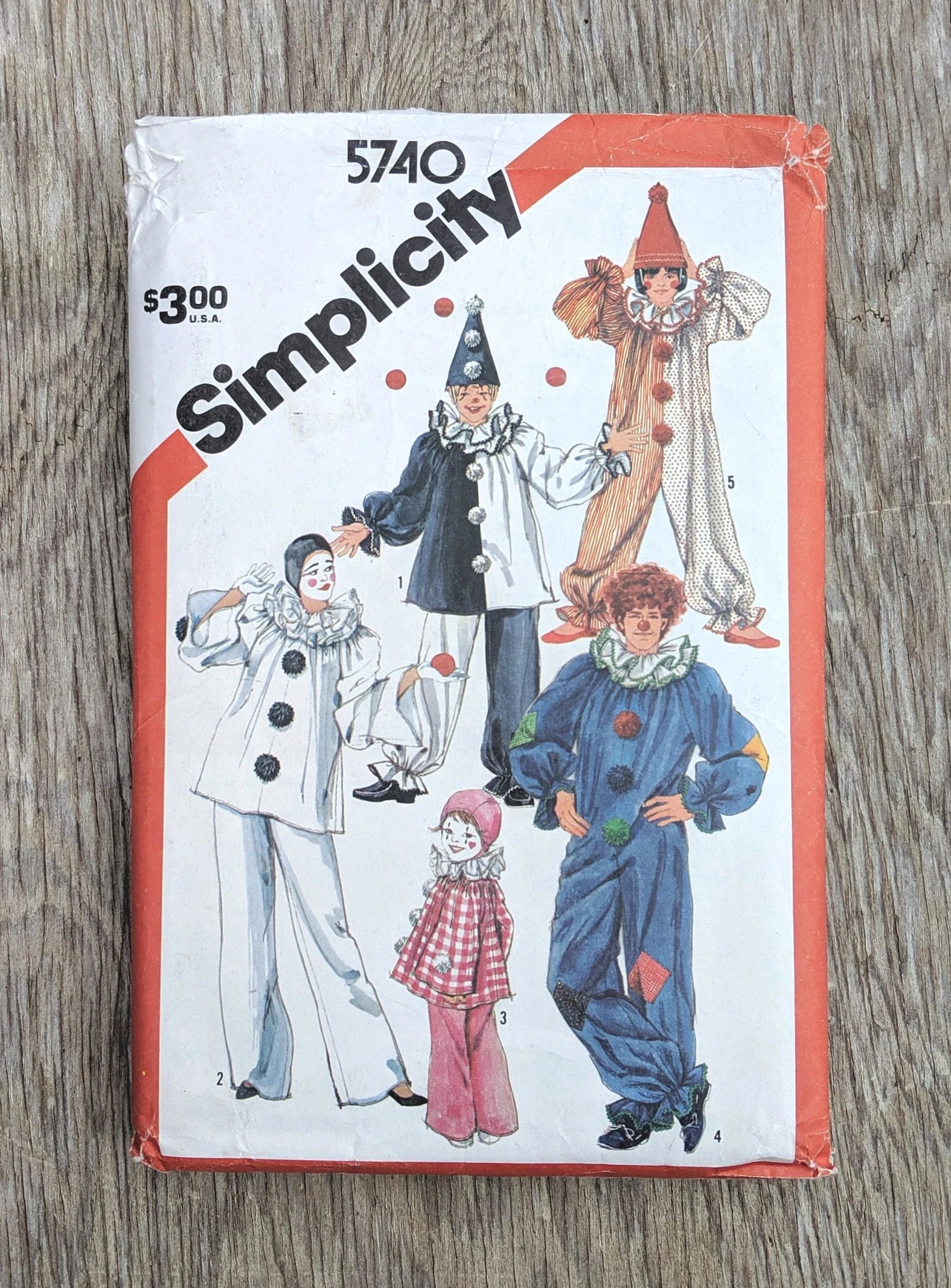 7162 Simplicity 70's Unisex Funky Clown Costumes Pattern Sz.6-8