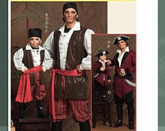 Boys Girls Pirate Costume Pattern, Coat Top Vest Pants Sash, McCalls 5446, Kids Sizes 3-8, RARE UNCUT OOP Pattern - UP6387