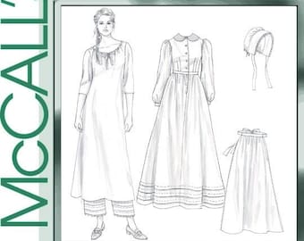 Early American Costume Pattern, Pioneer, Prairie Dress, Little House on the Prairie, McCallls 4548, RARE UNCUT OOP Pattern - UP6686