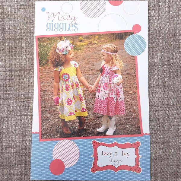 Girls Sundress Pattern, Fun Summer Sun Dress, Izzy and Ivy Designs, Macy Giggles, Sizes 2T to 14, RARE Girls Dress Pattern - OP2336