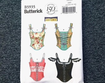 Laced Corset Costume Pattern, Romantic Historical, 4 Styles, Butterick 5935, Sizes 4-12, RARE NEW Pattern - UP2675