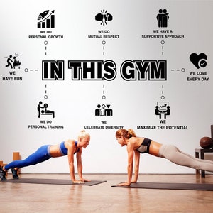 In This Gym, Gym Decor, Gym Values, Gym Wall Decals, Gym Wall Stickers, Exercise Stickers, Fitness Stickers, Gym Art, Motivation, Inspiring