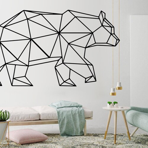 Bear Geometric Wall Art Decal Bear Decor Geometric Art Etsy