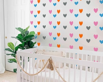 Rainbow Hearts, Heart Wall Decals, Nursery, Hearts, Colorful, Nursery Wall Decor, Nursery Decor, Kids Room, Baby Wall Decals, Gift, Gifts