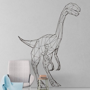 Arte de parede de dinossauro, decoração de dinossauro, presente, adesivos de parede, decalques de parede, geométrico, removível, arte de parede de quarto infantil, decoração de quarto, presente para crianças