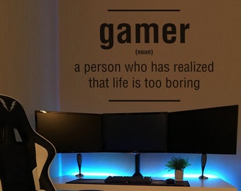 Gamer Definition, Gaming Stickers, Gamer Wall Stickers, Gamer Wall Decals, Gamer Decals, Gaming Stickers for Wall, Game Room Wall Decals