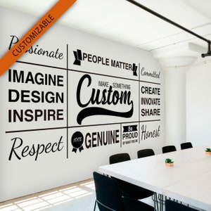 Office Art, Custom, Core Values, Office Decor, Our Values, Wall Decal, Wall Sticker, Decals, Stickers, Office Walls, Wall Decor, Custom Art