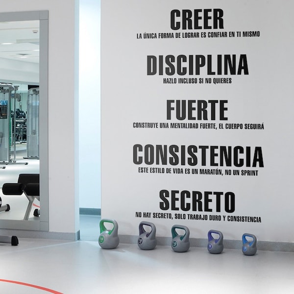 Pegatina de Pared, Valores de Gimnasio, Decoración de Gimnasio, Gimnasio, Vinilo Decorativo, Gym, Culturismo, Gimnasia, Fitness, Pilates