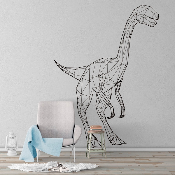 Dinosaur Wall Art, Dinosaur Decor, Gift, Wall Stickers, Wall Decals, Geometric, Removable, Kids Room Wall Art, Bedroom Decor, Gift for Kids