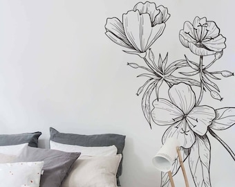 Flowers for Corner, Floral, Outlines, Flowers, Office Decor, Home Walls, Floral Decor, Nature Decor, Minimalist Decor, Home Decor, Gift, Art