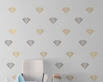 Geometric Diamond Wall Decals: Bedroom Decor, Set of 20