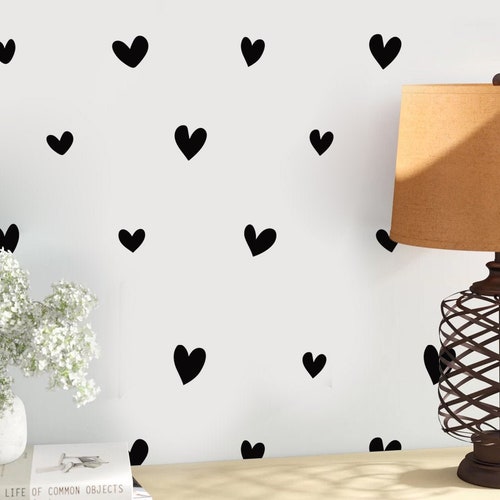 Hearts Stickers Heart Wall Decals Home Decals Hand Drawn Etsy
