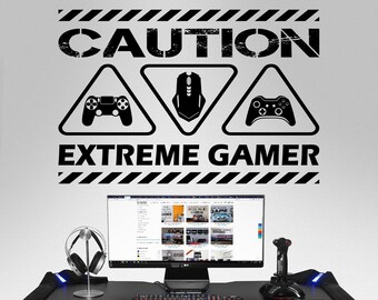 Extreme Gamer, Wall Sticker, Gamer Wall Decal, Wall Decal, Gaming Decals, Gamers, Wall Decals, Kids Bedroom, Gaming Stickers, Decals, Gift