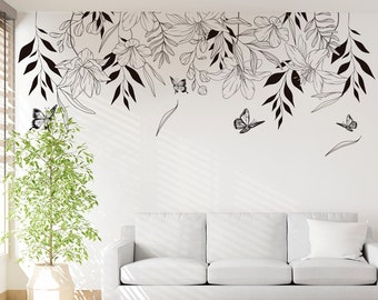 Floral with Butterflies Wall Decal for Home Decor