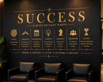 Success Wall Decal for Office , Motivational Wall Art , Home Office Decor , Business Wall Sticker , Productivity Quote , Modern Workspace