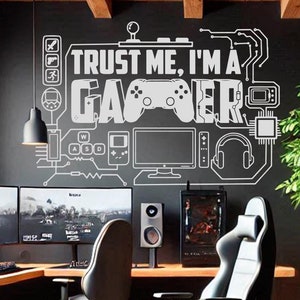Trust Me I'm A Gamer Adesivo Murale, Decoro Camera Gamer, Arte Vinile Gaming