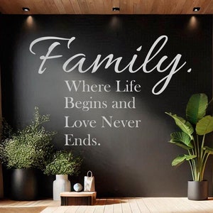 Family Quote Vinyl Sticker - Minimalist Wall Decal for Modern Decor | Add Interior Design and Family Love to your Living Room & Home Decor