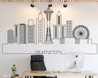 Seattle Skyline, City Skyline, Cityscape, Seattle Art, Wall Art, Wall Decor, Wall Stickers, Wall Decals, Decals, Stickers, Home Decor, Gift