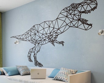 Geometric T-Rex Dinosaur Wall Decal: Minimalist Vinyl Kids Room Decor