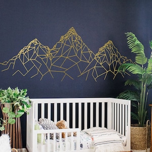 Minimalist Geometric Mountains Vinyl Wall Decal | Adventure & Modern Home Art