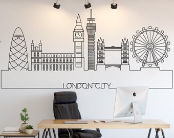 London Skyline, City Skyline, Cityscape, London Art, Wall Art, Wall Decor, Wall Stickers, Wall Decals, Decals, Stickers, Home Decor, Gift